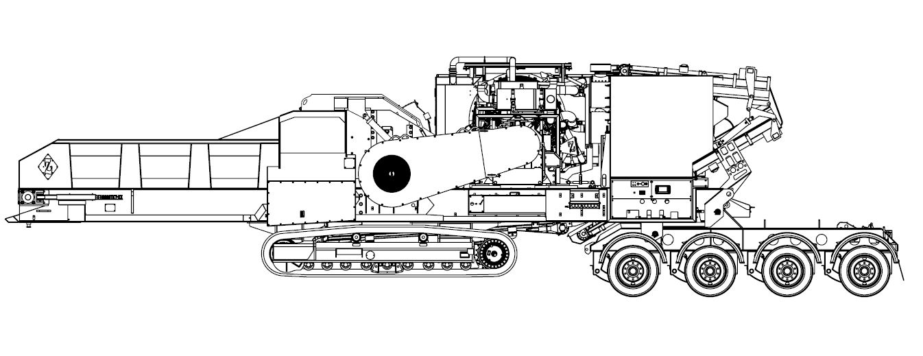 DZH6000TKTSTANDARD FEATURES: Fluid coupling mill drive, reversing fan, radio remote control, tool box, engine cover, and super-screw belt lacing.Weights vary depending on options. Widths based on 600 mm tracks or Transporter width. International mod…
